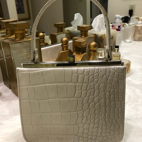 None Handbags - Small white croc print purse short & long handles